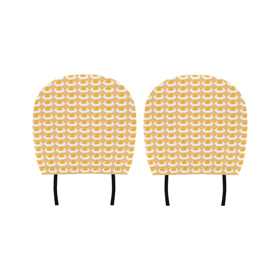 Fried Eggs Pattern Print Design 04 Car Headrest Cover