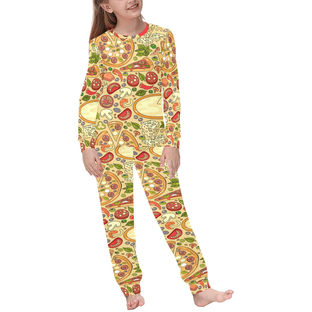 Pizza Pattern Background Kids' Boys' Girls' All Over Print Pajama Set