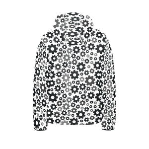 Gear Pattern Print Design 01 Kids' Boys' Girls' Padded Hooded Jacket