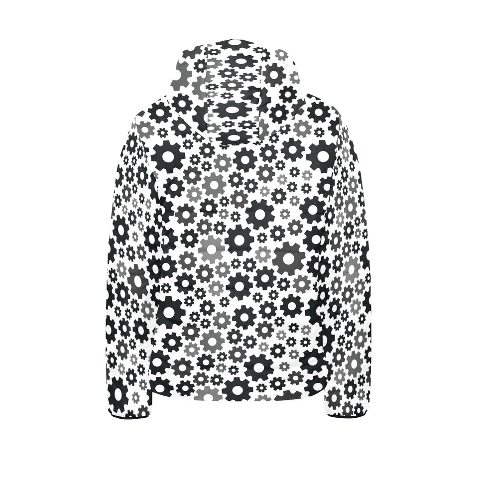 Gear Pattern Print Design 01 Kids' Boys' Girls' Padded Hooded Jacket