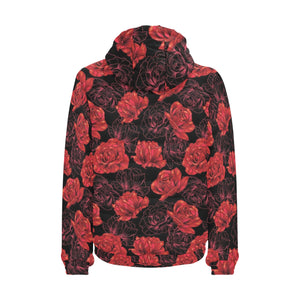 Rose Pattern Print Design 01 Men's Padded Hooded Jacket(ModelH42)