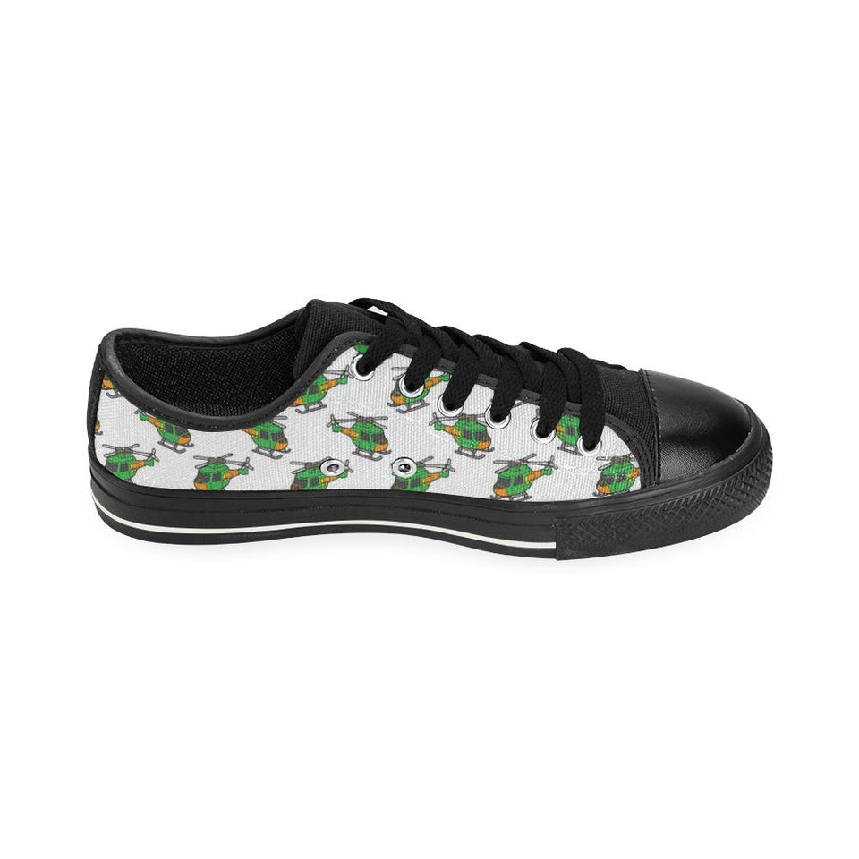 Green Amy Helicopter Pattern Kids' Boys' Girls' Low Top Canvas Shoes Black