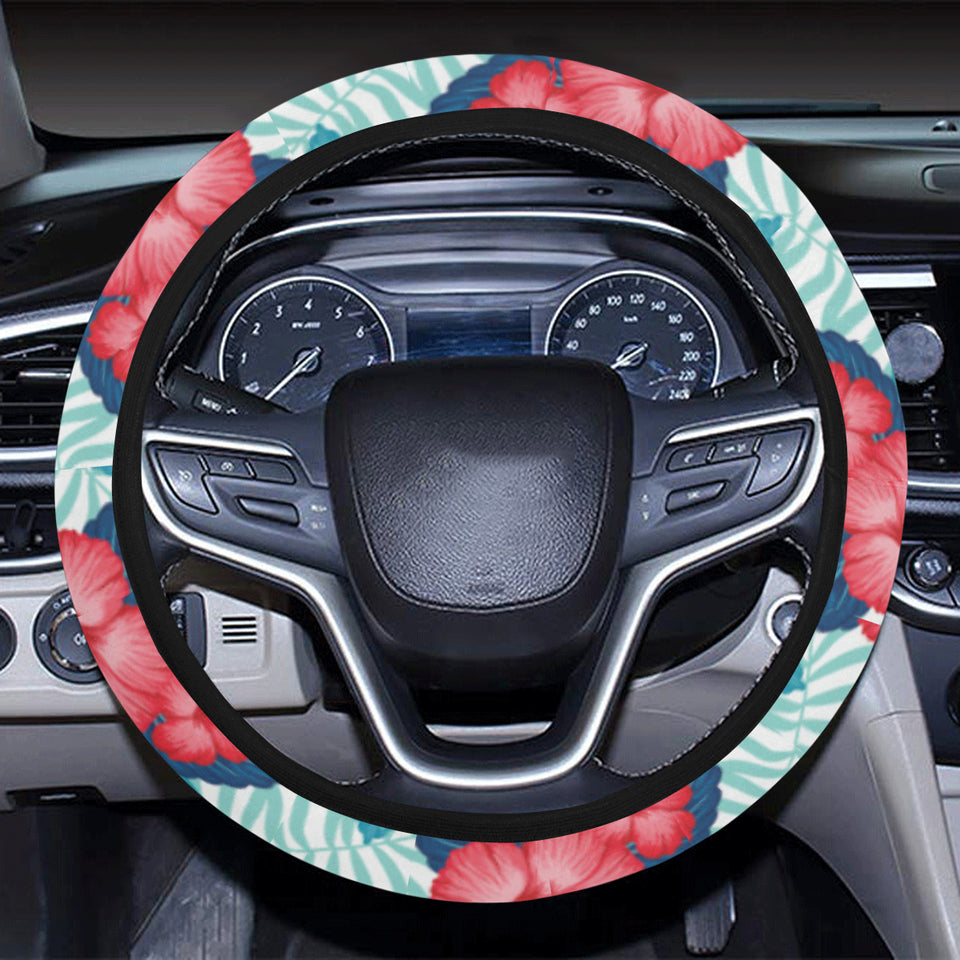 Hibiscus Pattern Print Design 05 Car Steering Wheel Cover