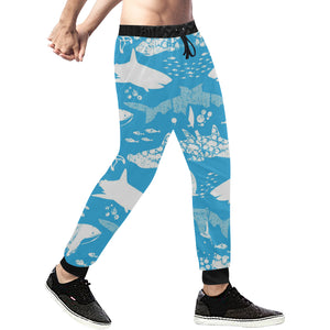 Shark Pattern Blue Theme Unisex Casual Sweatpants