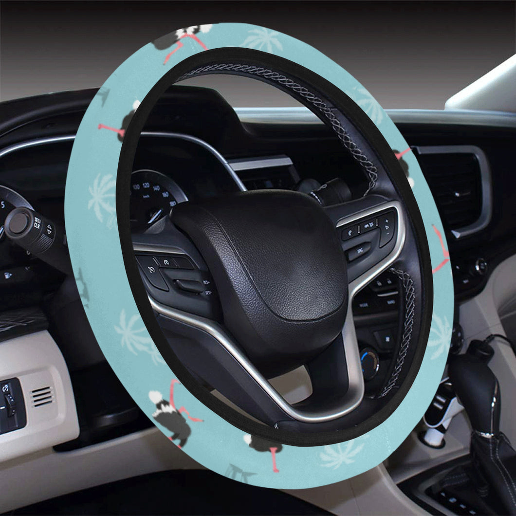 Ostrich Pattern Print Design 05 Car Steering Wheel Cover