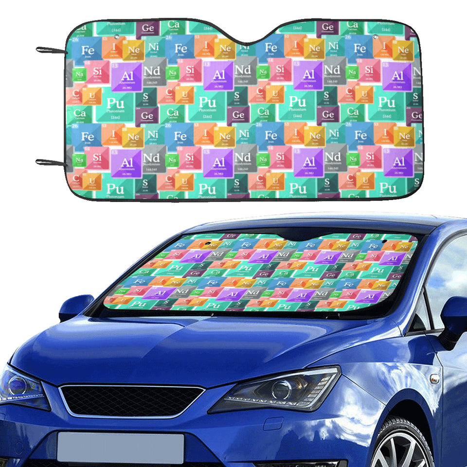 Chemistry Periodic Table Pattern Print Design 05 Car Sun Shade