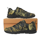 Gold Fan Flower Japanese Pattern Men's Sneakers Black