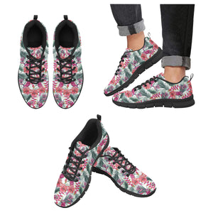 Pink Parrot Heliconia Pattern Men's Sneakers Black