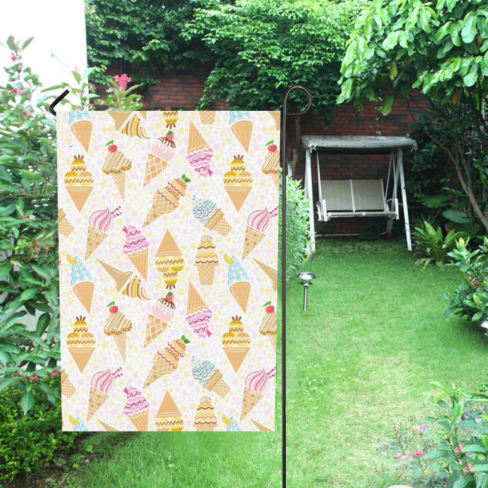 Ice Cream Cone Pattern Background House Flag Garden Flag