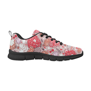 Red Pink Hot Air Balloon Pattern Men's Sneakers Black