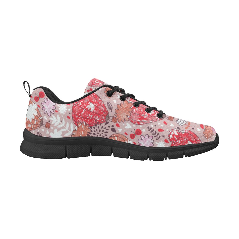 Red Pink Hot Air Balloon Pattern Men's Sneakers Black