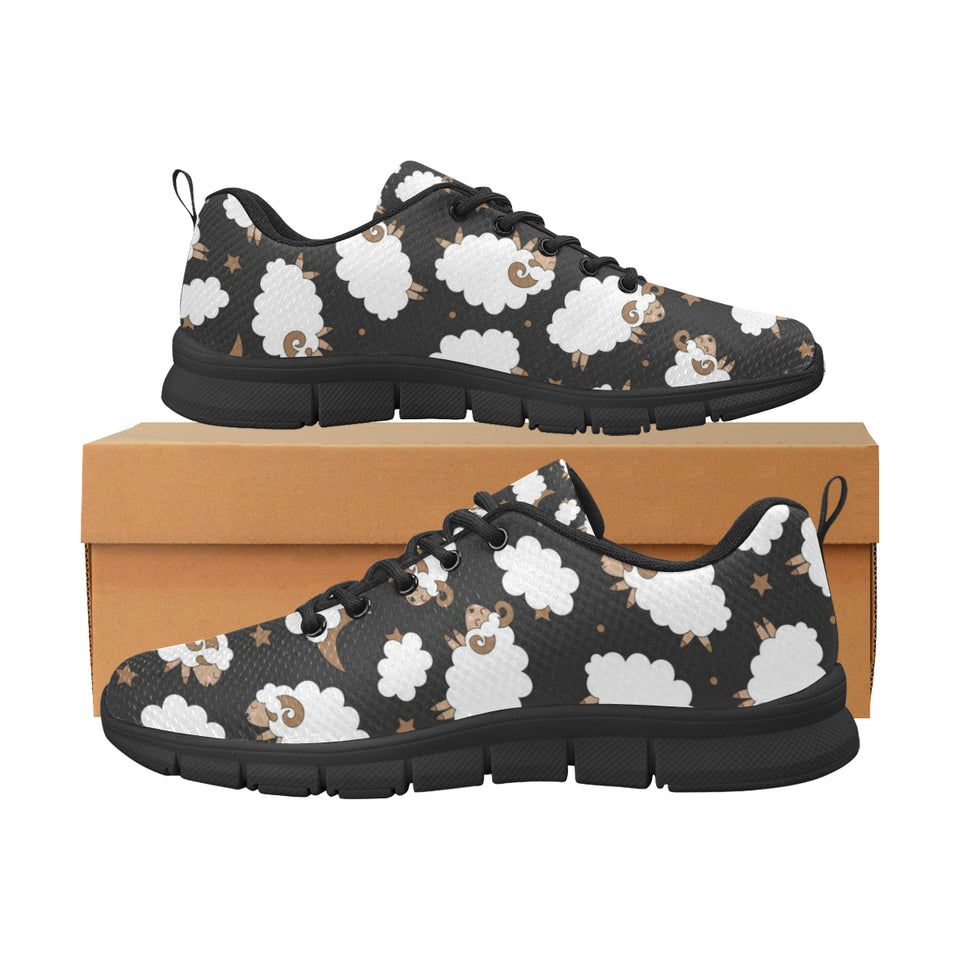 Cute Sheep Pattern Men's Sneakers Black