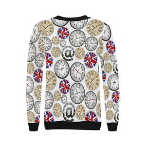 Wall Clock UK Pattern Women's Crew Neck Sweatshirt