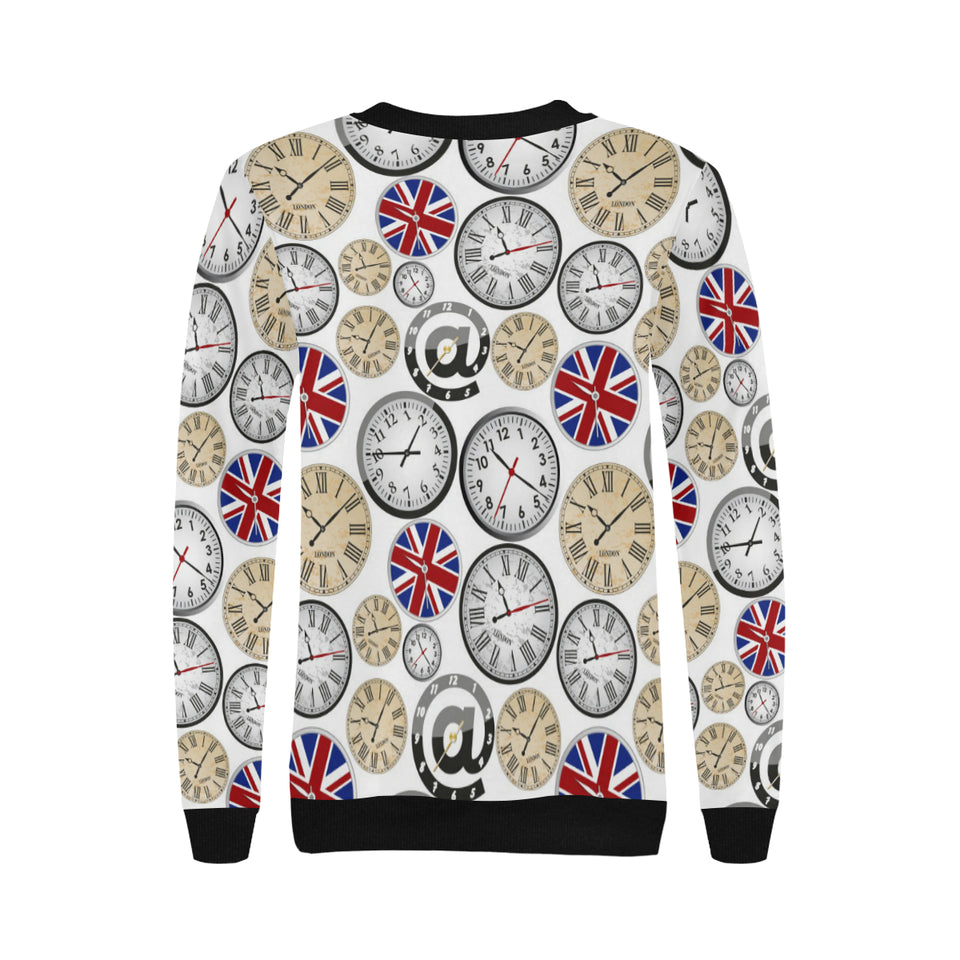 Wall Clock UK Pattern Women's Crew Neck Sweatshirt