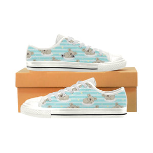 Sleep Koala Pattern Women's Low Top Canvas Shoes White