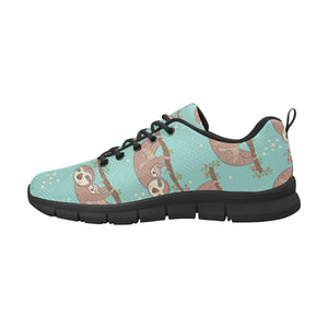 Sloth Mom and baby Pattern Men's Sneakers Black