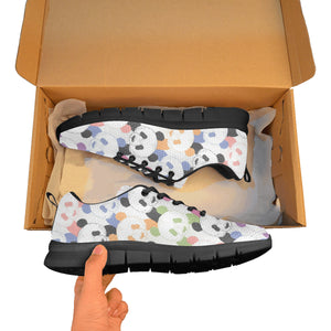 Colorful Panda Pattern Men's Sneakers Black