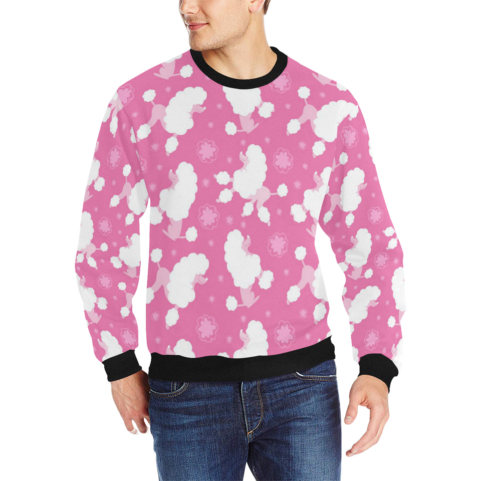 Poodle Pink Theme Pattern Men's Crew Neck Sweatshirt