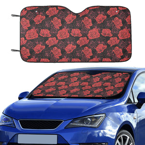 Rose Pattern Print Design 01 Car Sun Shade