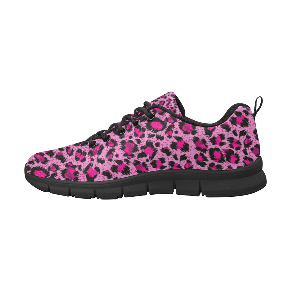 Pink Leopard Skin texture Pattern Men's Sneakers Black