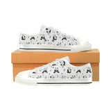 Panda Pattern Background Women's Low Top Canvas Shoes White