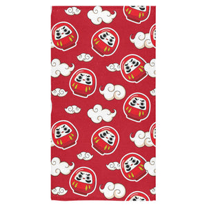 Red Daruma Cloud Pattern Bath Towel