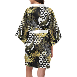 Koi Fish Carp Fish Japanese Pattern Women's Short Kimono Robe