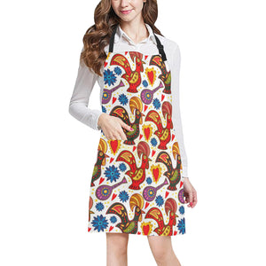 Colorful Rooster Chicken Guitar Pattern Adjustable Apron