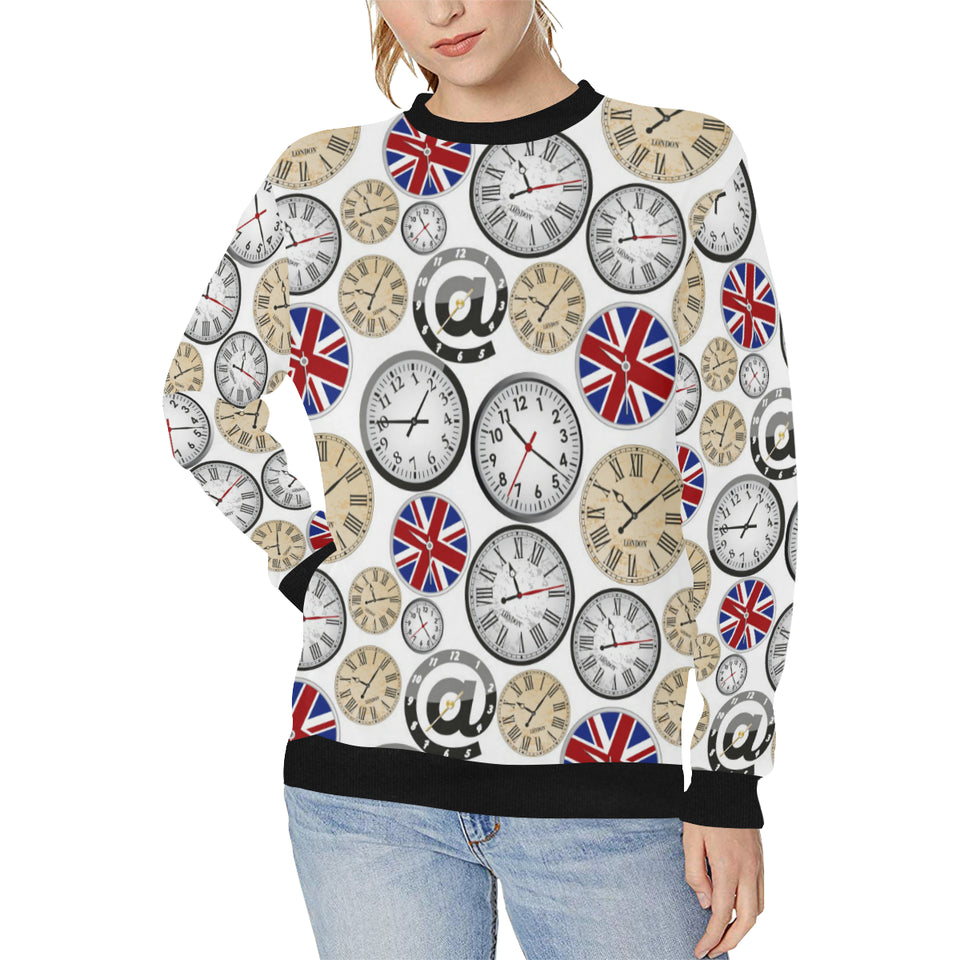 Wall Clock UK Pattern Women's Crew Neck Sweatshirt