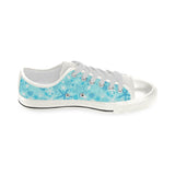 Starfish Shell Blue Theme Pattern Women's Low Top Canvas Shoes White