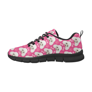 Poodle Pattern Pink background Men's Sneakers Black