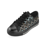 Zigzag Chevron African Afro Dashiki Adinkra Kente Men's Low Top Canvas Shoes Black