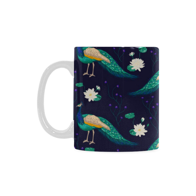 Peacock Flower Pattern Classical White Mug (FulFilled In US)