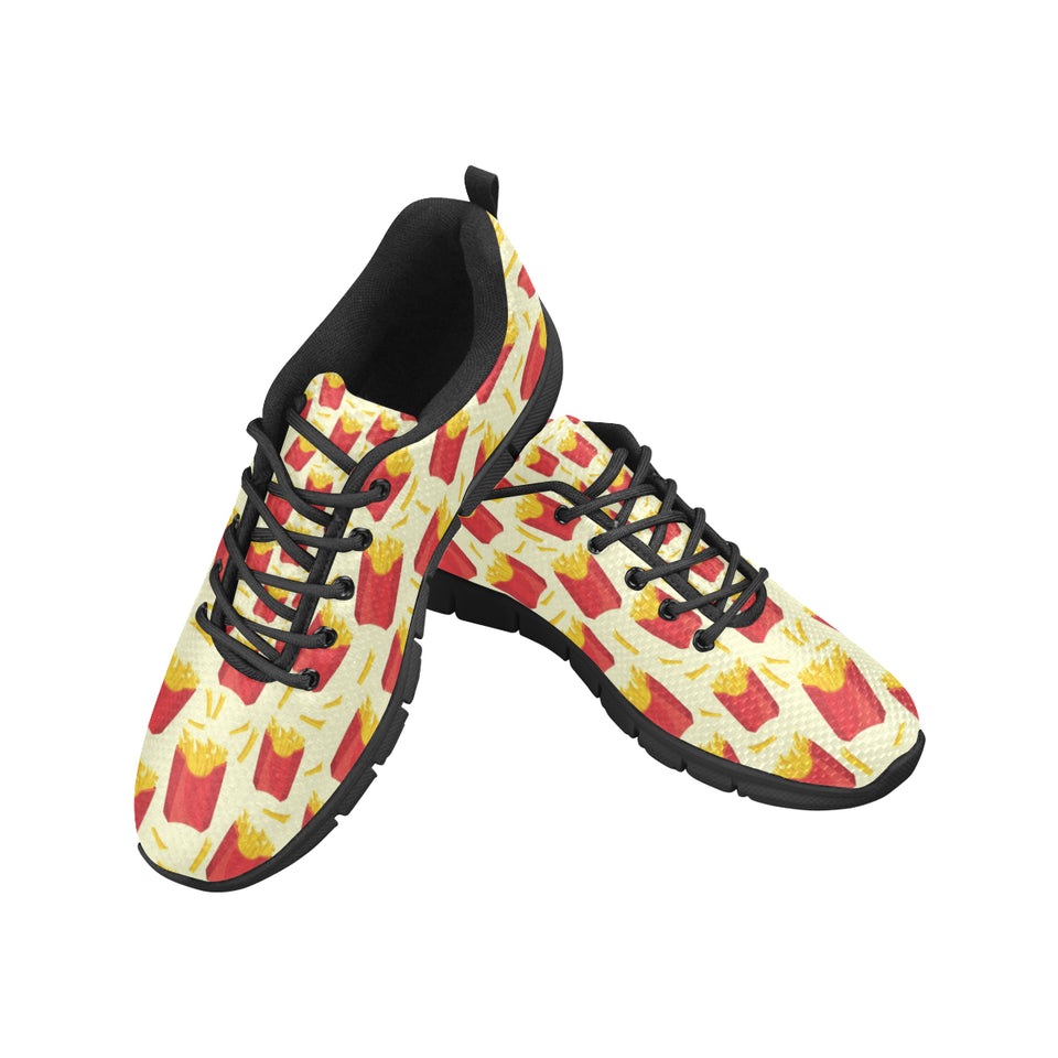 French Fries Pattern Theme Men's Sneakers Black