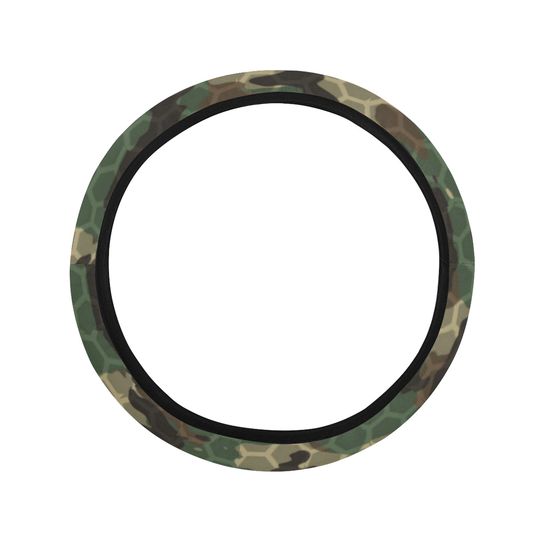 Green Camo Camouflage Honeycomb Pattern Car Steering Wheel Cover