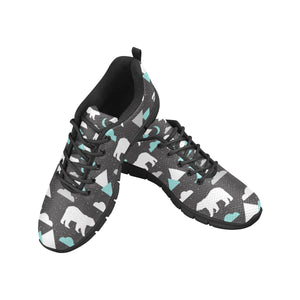 Polar Bear Moon Pattern Men's Sneakers Black