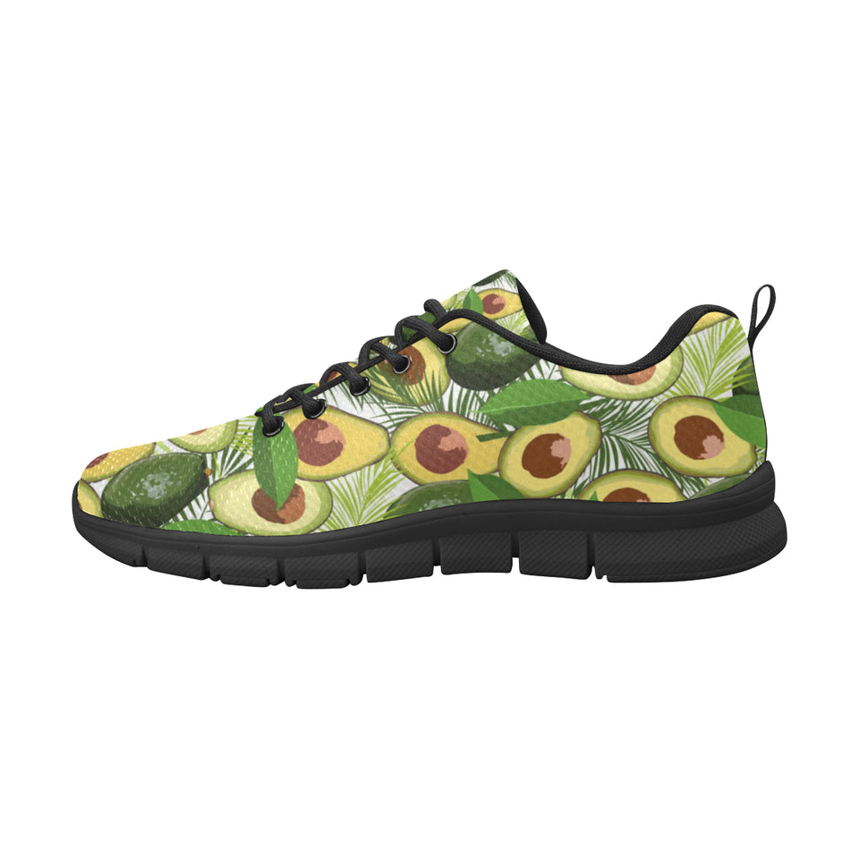 Avocado Leaves Pattern Men's Sneakers Black