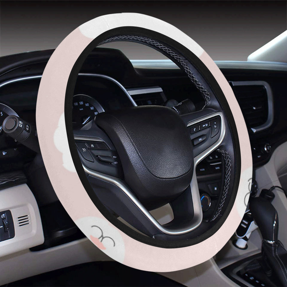 Goat Could Pink Pattern Car Steering Wheel Cover