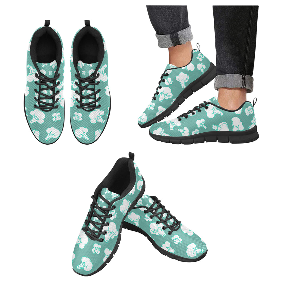 Broccoli Pattern Green background Men's Sneakers Black