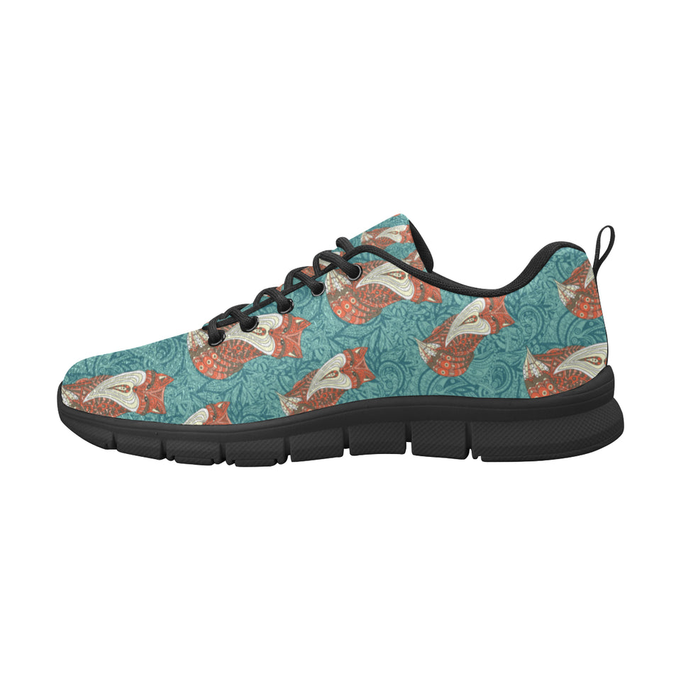 Fox Tribal Pattern Background Men's Sneakers Black