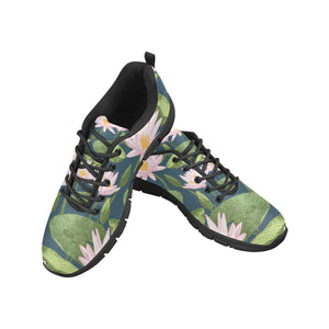 Lotus Waterlily Pattern background Men's Sneakers Black