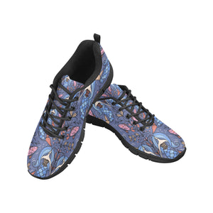 Mermaid Pattern Men's Sneakers Black