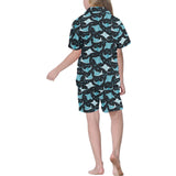 Stingray Pattern Print Design 04 Kids' Boys' Girls' V-Neck Short Pajama Set