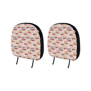 Camper Van Pattern Print Design 01 Car Headrest Cover