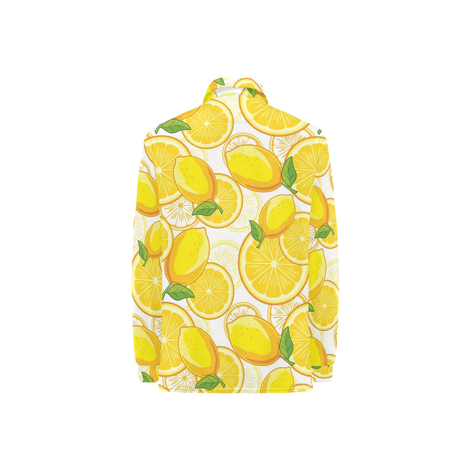 Lemon Pattern Background Women's Long Sleeve Polo Shirt