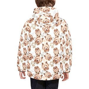 Yorkshire Terrier Pattern Print Design 04 Kids' Boys' Girls' Padded Hooded Jacket