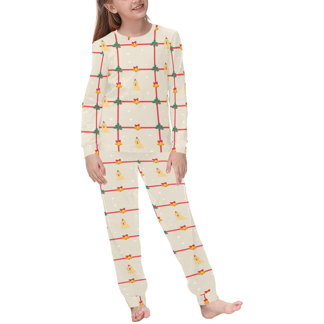 Golden Retriever Pattern Print Design 01 Kids' Boys' Girls' All Over Print Pajama Set