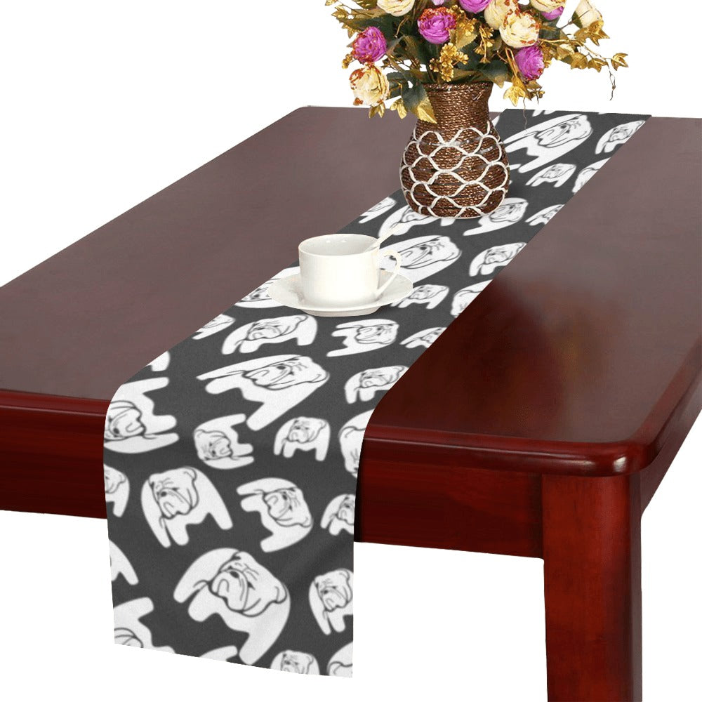 English Bulldog Pattern Print Design 02 Table Runner