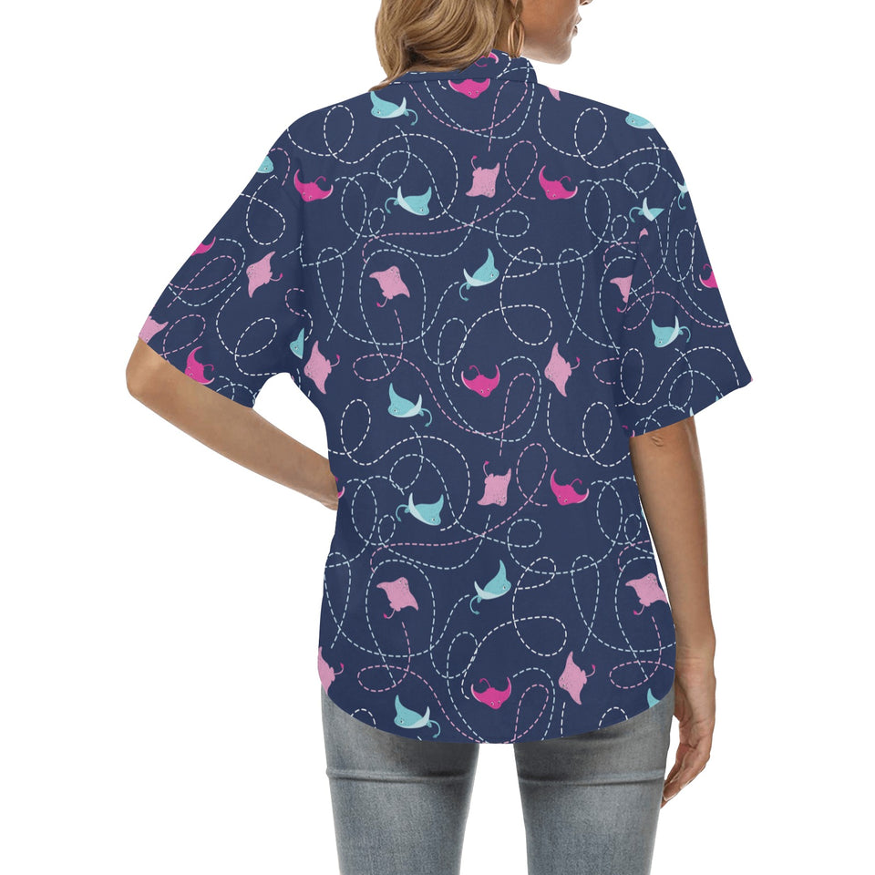 Stingray Pattern Print Design 05 Women's All Over Print Hawaiian Shirt