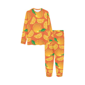 Orange Pattern background Kids' Boys' Girls' All Over Print Pajama Set